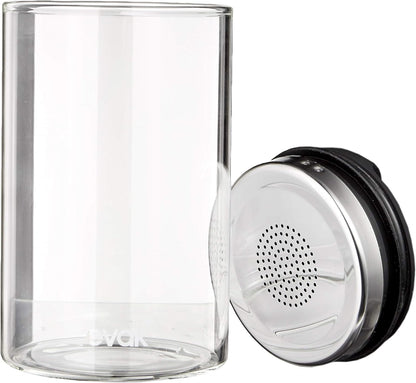 Evak Fresh Saver Airless Canister, Glass & Stainless, Medium, Soft Touch Black Handle