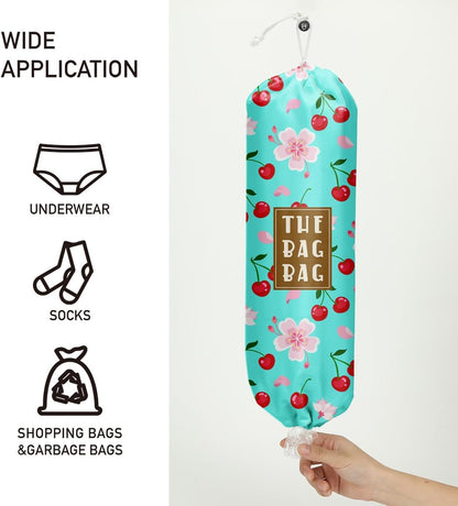 Plastic Bag Holder,Reusable And Washable Country Style Grocery Bag organizer,For Home Kitchen Travelling Camping Decor, use 1 Pack,Strawberry Pattern