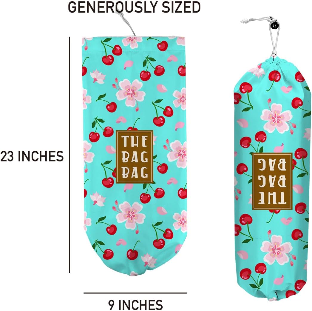 Plastic Bag Holder,Reusable And Washable Country Style Grocery Bag organizer,For Home Kitchen Travelling Camping Decor, use 1 Pack,Strawberry Pattern