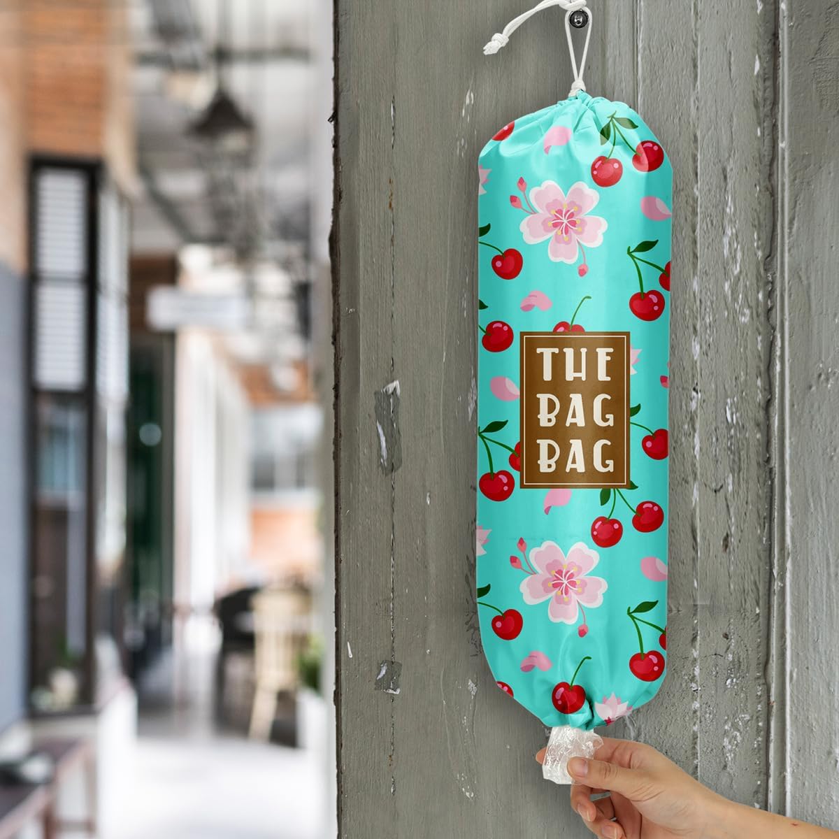 Plastic Bag Holder,Reusable And Washable Country Style Grocery Bag organizer,For Home Kitchen Travelling Camping Decor, use 1 Pack,Strawberry Pattern