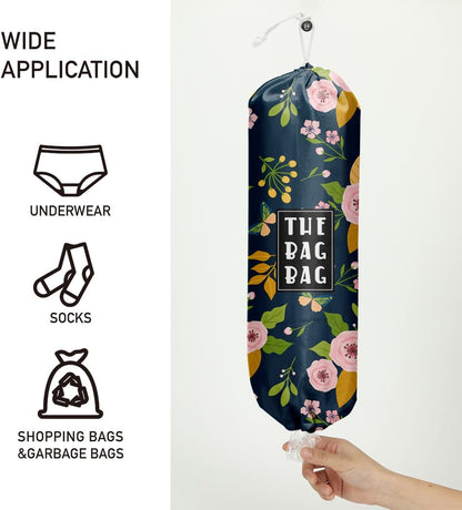 Plastic Bag Holder,Reusable And Washable Country Style Grocery Bag organizer,For Home Kitchen Travelling Camping Decor, use 1 Pack,Strawberry Pattern