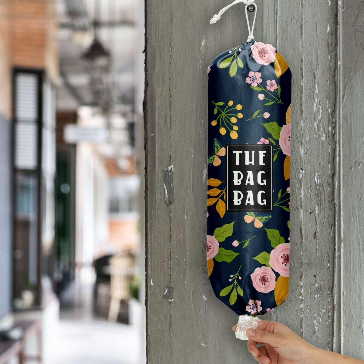 Plastic Bag Holder,Reusable And Washable Country Style Grocery Bag organizer,For Home Kitchen Travelling Camping Decor, use 1 Pack,Strawberry Pattern
