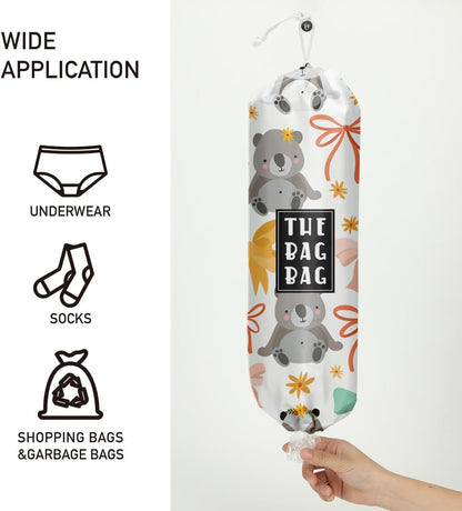 Plastic Bag Holder,Reusable And Washable Country Style Grocery Bag organizer,For Home Kitchen Travelling Camping Decor, use 1 Pack,Strawberry Pattern