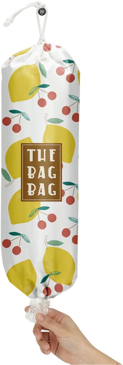 Plastic Bag Holder,Reusable And Washable Country Style Grocery Bag organizer,For Home Kitchen Travelling Camping Decor, use 1 Pack,Strawberry Pattern