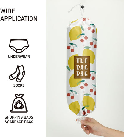 Plastic Bag Holder,Reusable And Washable Country Style Grocery Bag organizer,For Home Kitchen Travelling Camping Decor, use 1 Pack,Strawberry Pattern