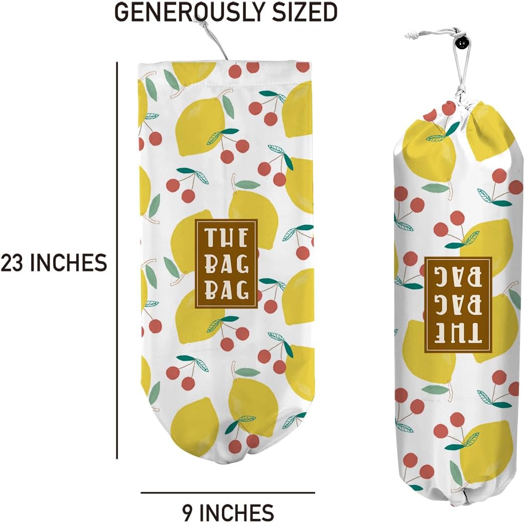 Plastic Bag Holder,Reusable And Washable Country Style Grocery Bag organizer,For Home Kitchen Travelling Camping Decor, use 1 Pack,Strawberry Pattern