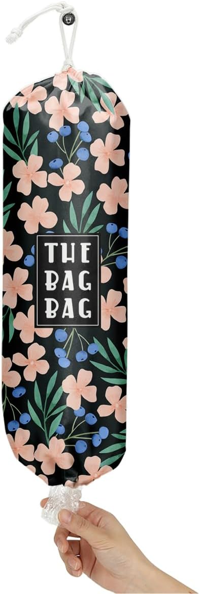 Plastic Bag Holder,Reusable And Washable Country Style Grocery Bag organizer,For Home Kitchen Travelling Camping Decor, use 1 Pack,Strawberry Pattern