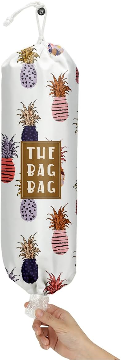 Plastic Bag Holder,Reusable And Washable Country Style Grocery Bag organizer,For Home Kitchen Travelling Camping Decor, use 1 Pack,Strawberry Pattern
