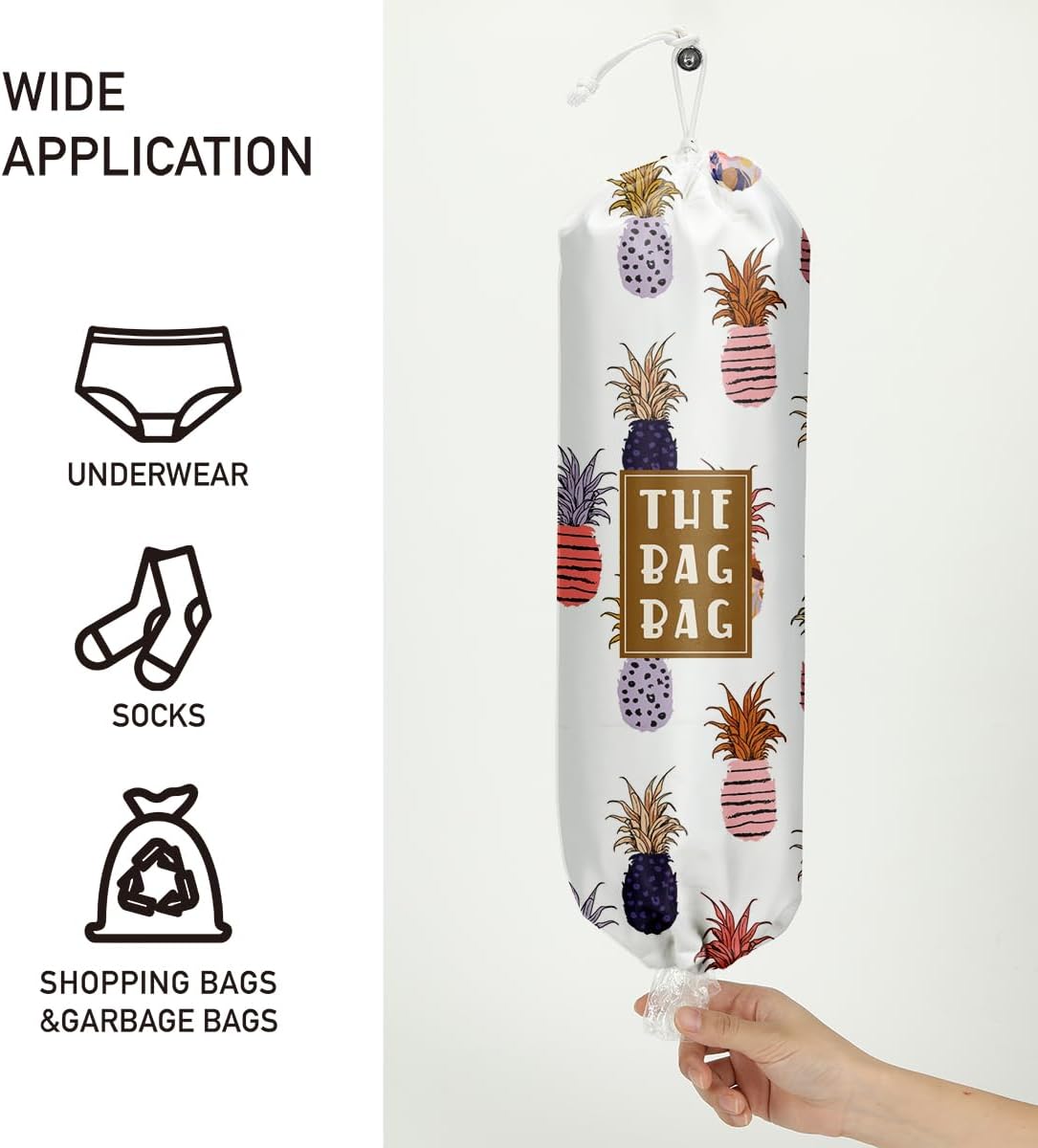 Plastic Bag Holder,Reusable And Washable Country Style Grocery Bag organizer,For Home Kitchen Travelling Camping Decor, use 1 Pack,Strawberry Pattern