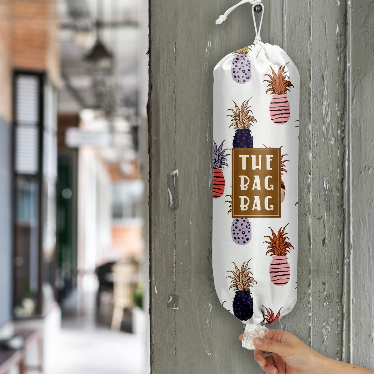 Plastic Bag Holder,Reusable And Washable Country Style Grocery Bag organizer,For Home Kitchen Travelling Camping Decor, use 1 Pack,Strawberry Pattern