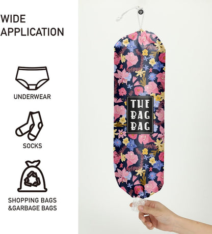 Plastic Bag Holder,Reusable And Washable Country Style Grocery Bag organizer,For Home Kitchen Travelling Camping Decor, use 1 Pack,Strawberry Pattern