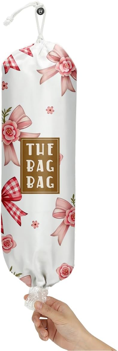 Plastic Bag Holder,Reusable And Washable Country Style Grocery Bag organizer,For Home Kitchen Travelling Camping Decor, use 1 Pack,Strawberry Pattern
