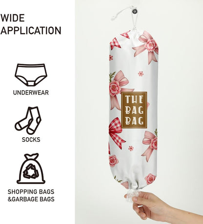 Plastic Bag Holder,Reusable And Washable Country Style Grocery Bag organizer,For Home Kitchen Travelling Camping Decor, use 1 Pack,Strawberry Pattern