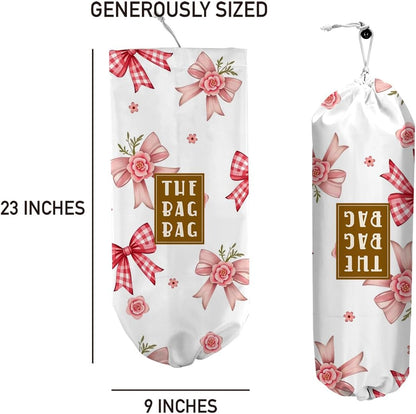 Plastic Bag Holder,Reusable And Washable Country Style Grocery Bag organizer,For Home Kitchen Travelling Camping Decor, use 1 Pack,Strawberry Pattern