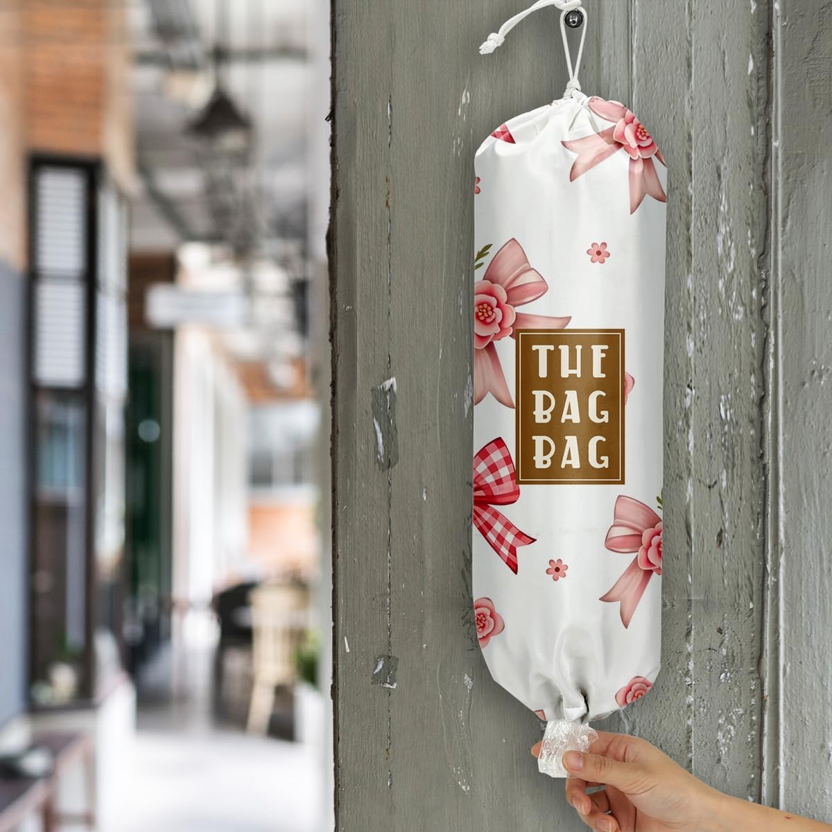 Plastic Bag Holder,Reusable And Washable Country Style Grocery Bag organizer,For Home Kitchen Travelling Camping Decor, use 1 Pack,Strawberry Pattern