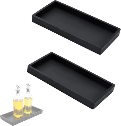 2Pack Oil Tray Kitchen Counter, Keeps Countertop Tidy, Kitchen Silicone Tray for Oil Bottle, Protect Bottles from Cracks and Scratches, for Glass Oils Sprayer and Bottle