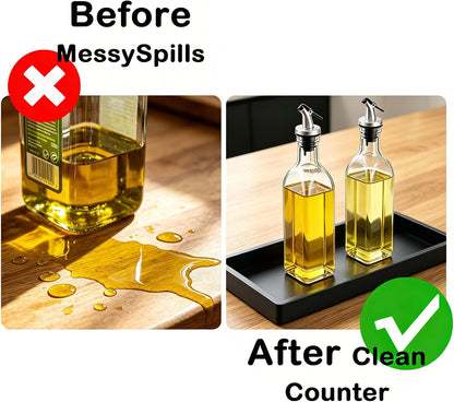 2Pack Oil Tray Kitchen Counter, Keeps Countertop Tidy, Kitchen Silicone Tray for Oil Bottle, Protect Bottles from Cracks and Scratches, for Glass Oils Sprayer and Bottle