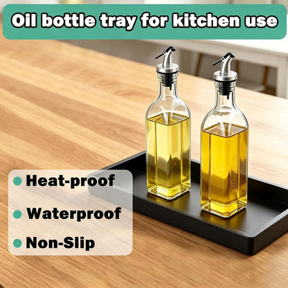 2Pack Oil Tray Kitchen Counter, Keeps Countertop Tidy, Kitchen Silicone Tray for Oil Bottle, Protect Bottles from Cracks and Scratches, for Glass Oils Sprayer and Bottle