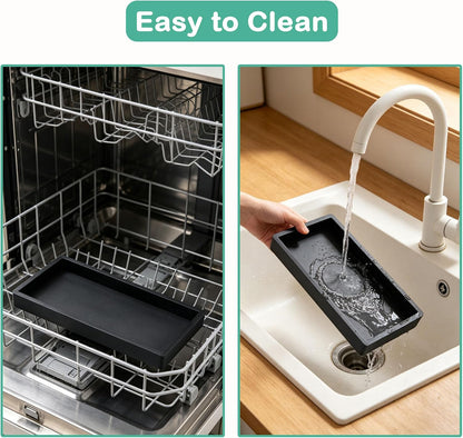 2Pack Oil Tray Kitchen Counter, Keeps Countertop Tidy, Kitchen Silicone Tray for Oil Bottle, Protect Bottles from Cracks and Scratches, for Glass Oils Sprayer and Bottle