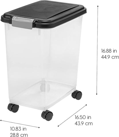 Airtight Pet Food Storage Rolling Container, 30 lb Capacity, Black