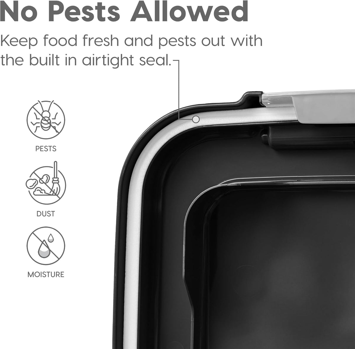 Airtight Pet Food Storage Rolling Container, 30 lb Capacity, Black