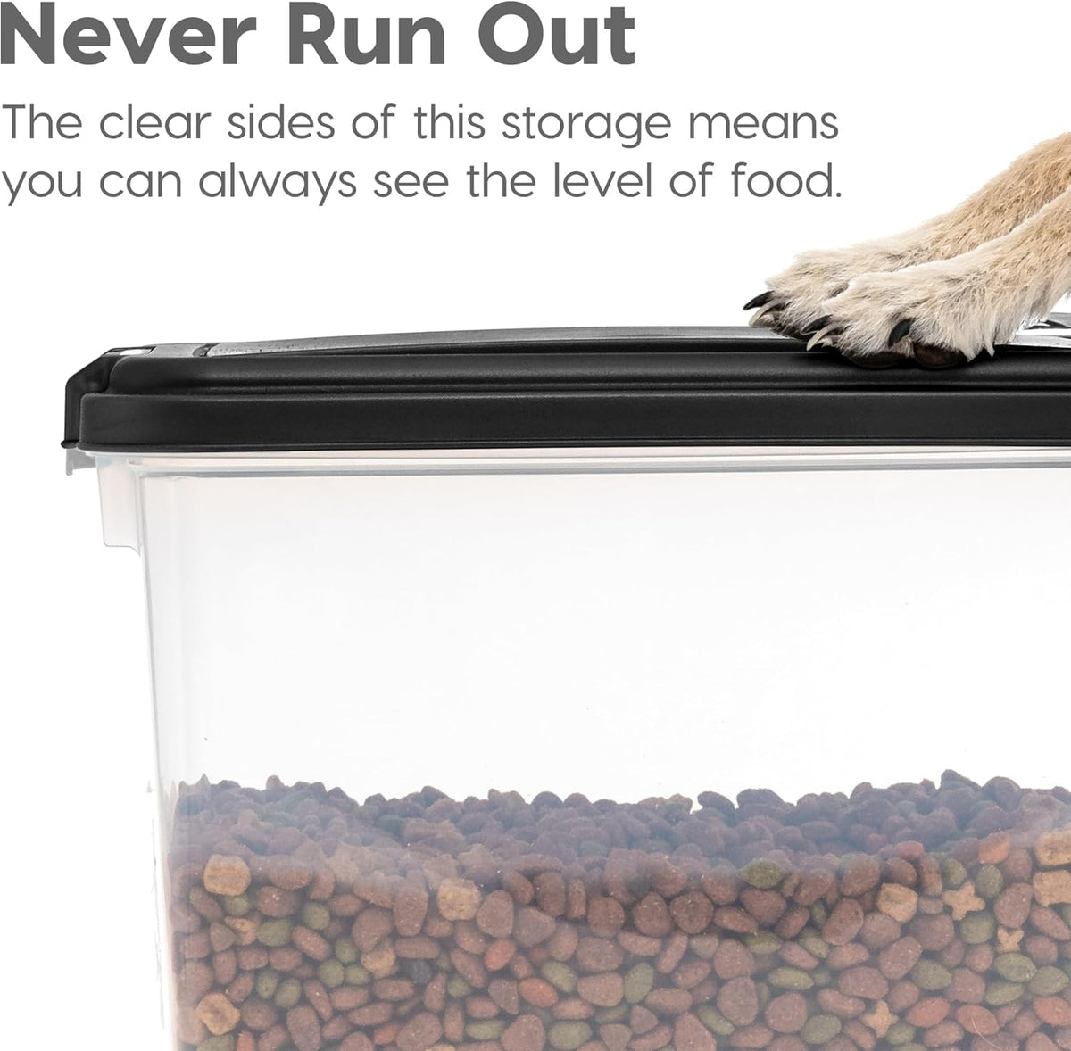 Airtight Pet Food Storage Rolling Container, 30 lb Capacity, Black