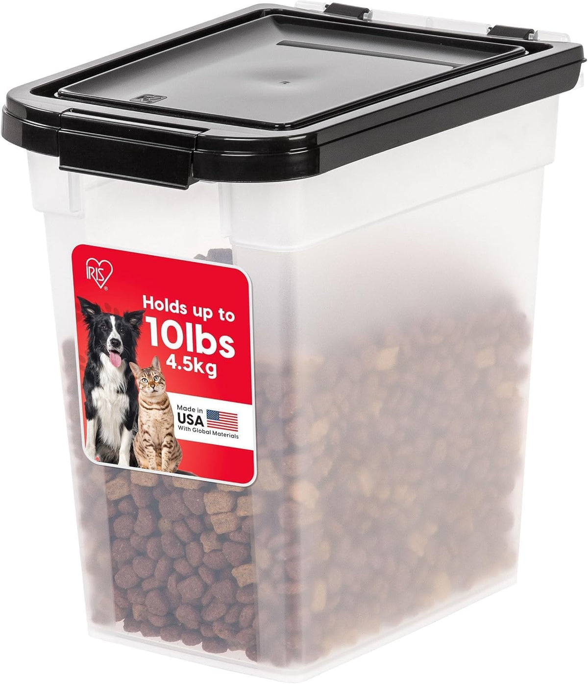 Airtight Pet Food Storage Rolling Container, 30 lb Capacity, Black