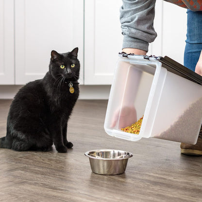 Airtight Pet Food Storage Rolling Container, 30 lb Capacity, Black