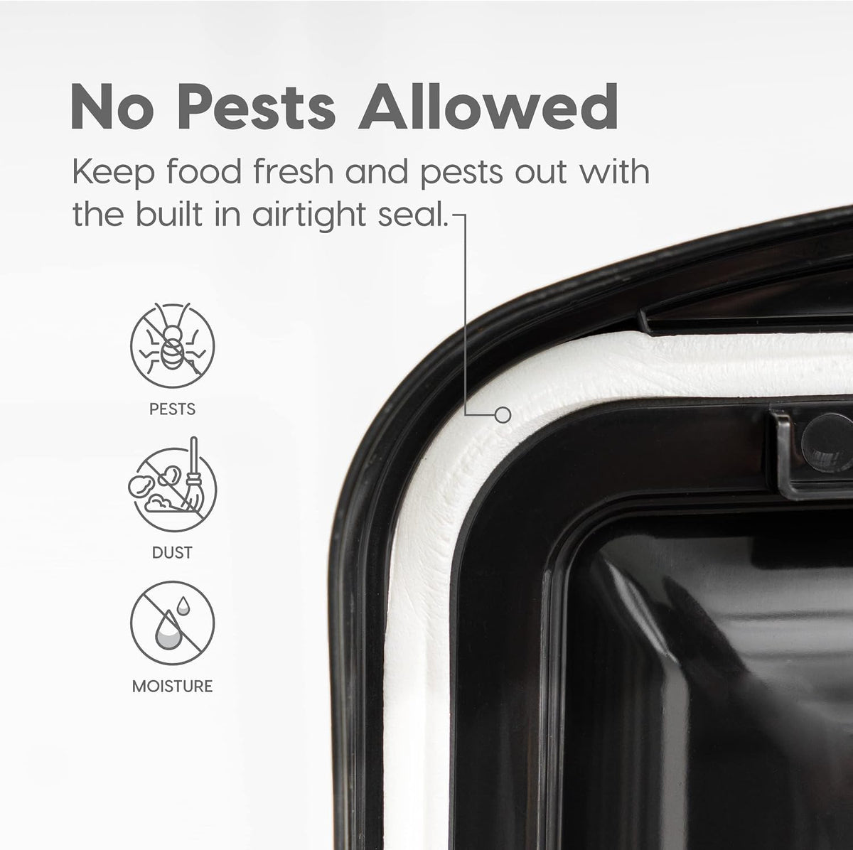 Airtight Pet Food Storage Rolling Container, 30 lb Capacity, Black