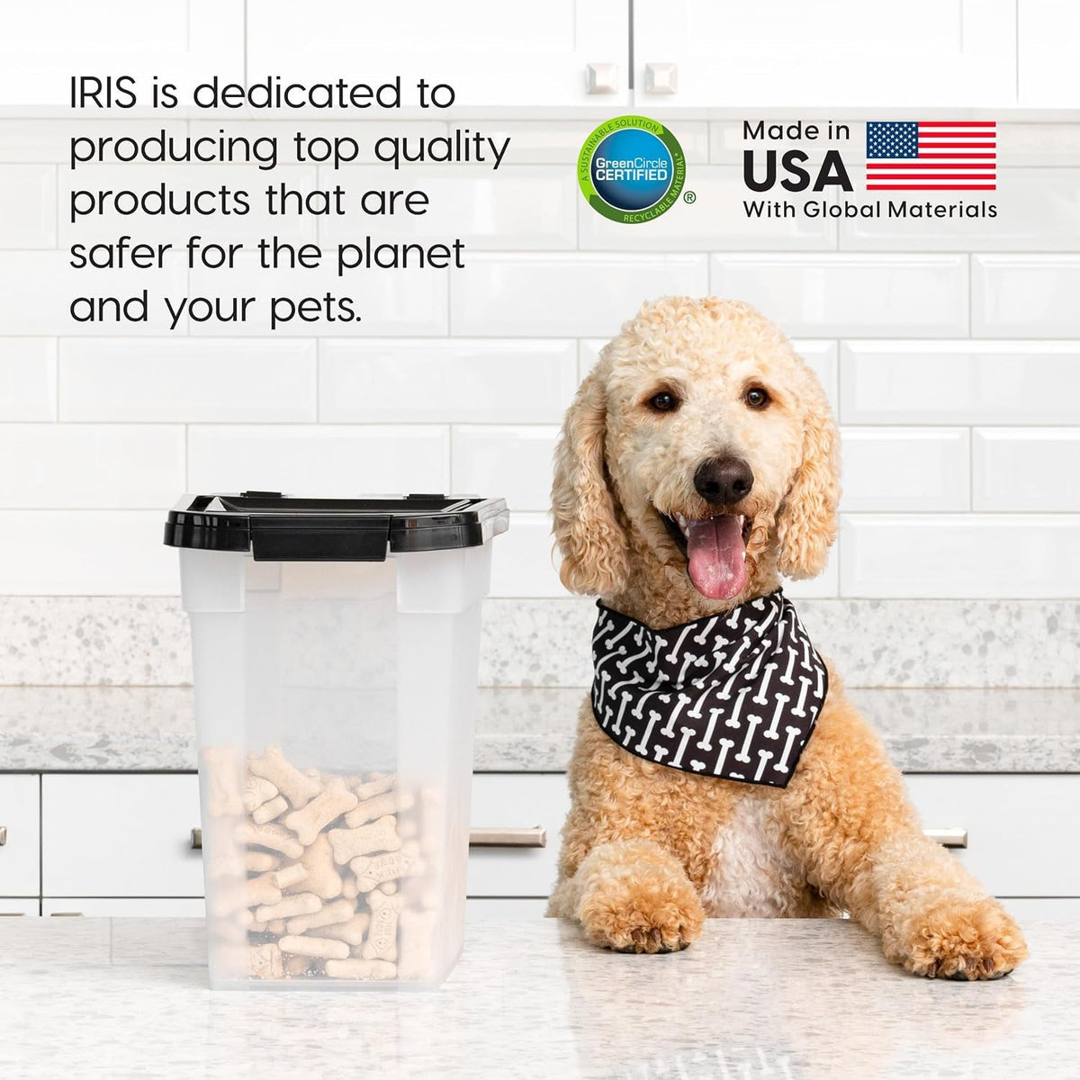 Airtight Pet Food Storage Rolling Container, 30 lb Capacity, Black