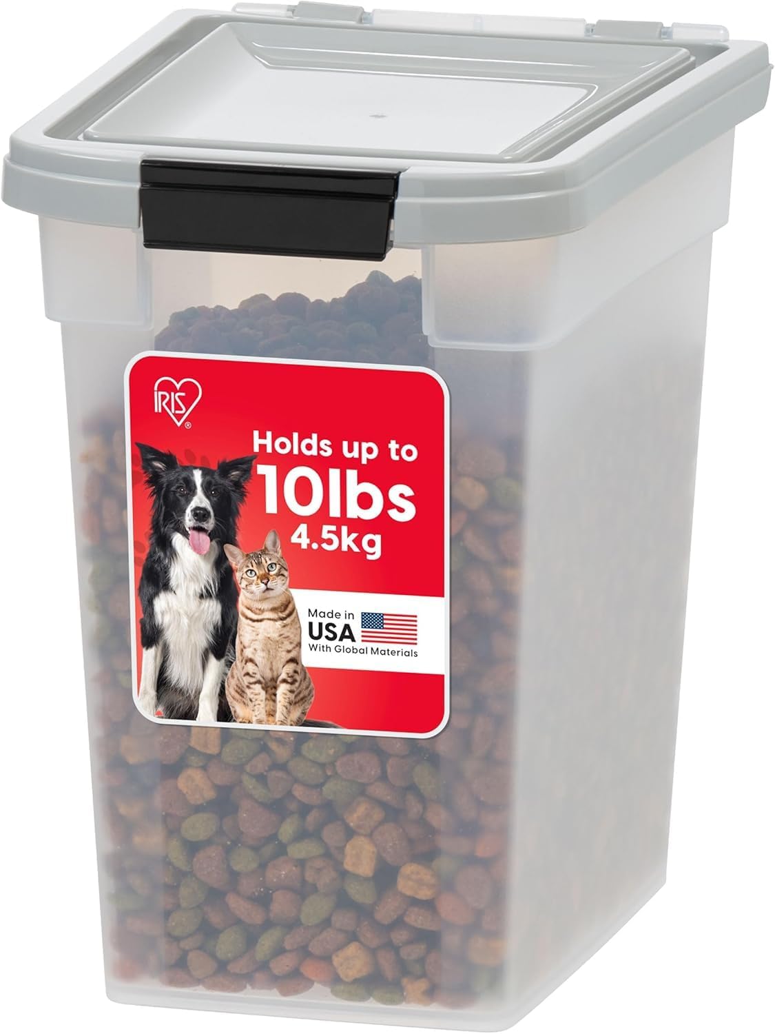 Airtight Pet Food Storage Rolling Container, 30 lb Capacity, Black