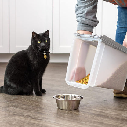 Airtight Pet Food Storage Rolling Container, 30 lb Capacity, Black