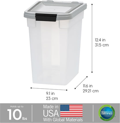Airtight Pet Food Storage Rolling Container, 30 lb Capacity, Black