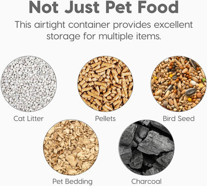 Airtight Pet Food Storage Rolling Container, 30 lb Capacity, Black