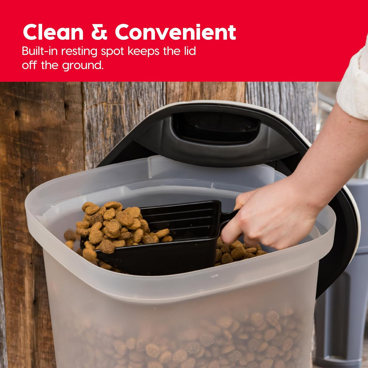 Airtight Pet Food Storage Rolling Container, 30 lb Capacity, Black