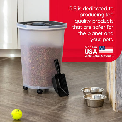 Airtight Pet Food Storage Rolling Container, 30 lb Capacity, Black