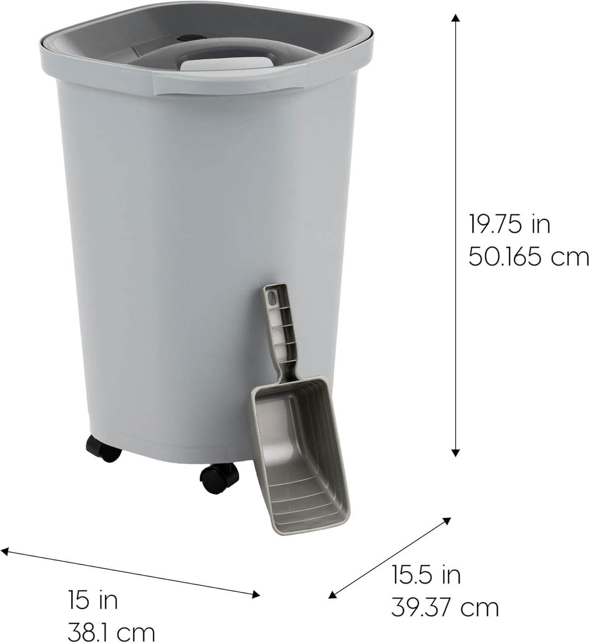 Airtight Pet Food Storage Rolling Container, 30 lb Capacity, Black