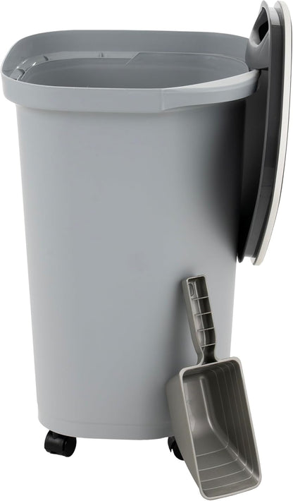 Airtight Pet Food Storage Rolling Container, 30 lb Capacity, Black