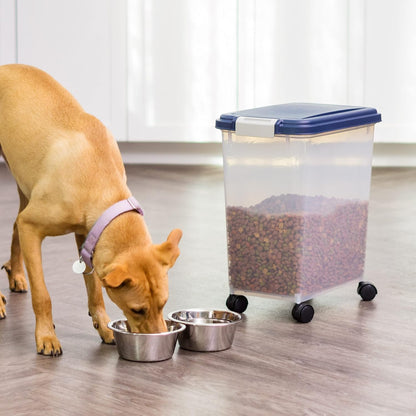 Airtight Pet Food Storage Rolling Container, 30 lb Capacity, Black