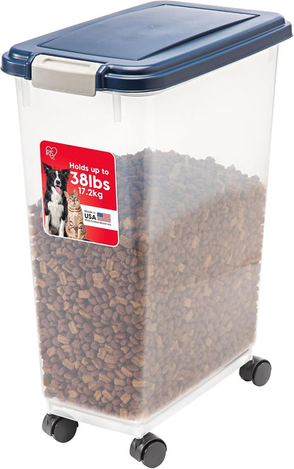 Airtight Pet Food Storage Rolling Container, 30 lb Capacity, Black