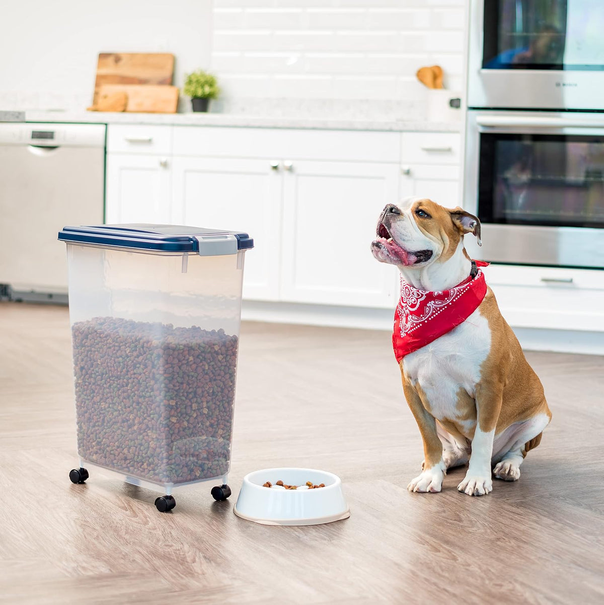 Airtight Pet Food Storage Rolling Container, 30 lb Capacity, Black
