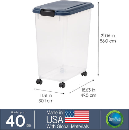 Airtight Pet Food Storage Rolling Container, 30 lb Capacity, Black