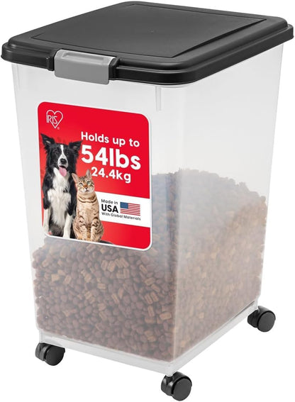 Airtight Pet Food Storage Rolling Container, 30 lb Capacity, Black