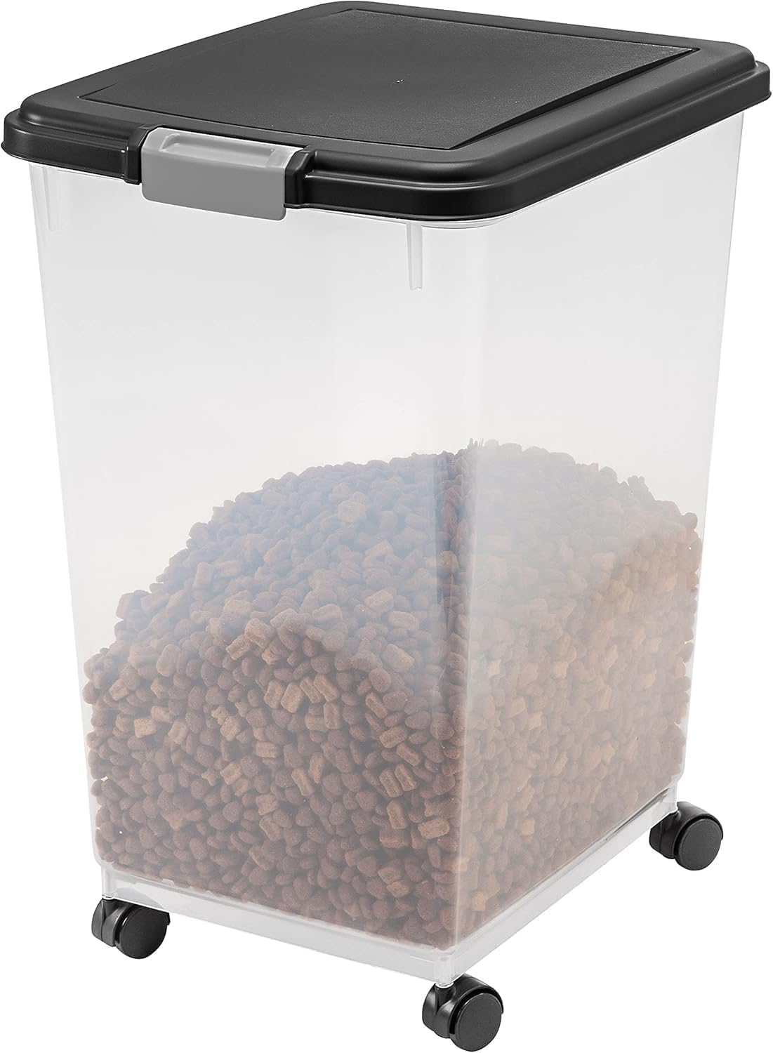 Airtight Pet Food Storage Rolling Container, 30 lb Capacity, Black
