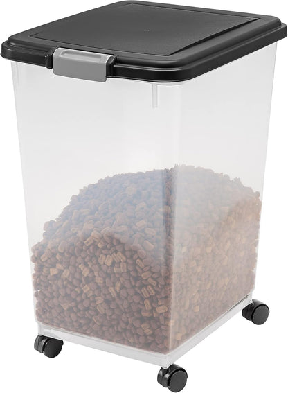 Airtight Pet Food Storage Rolling Container, 30 lb Capacity, Black