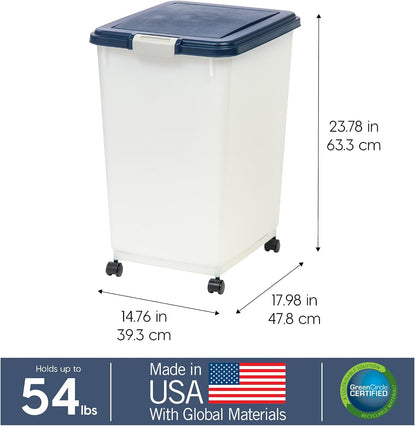Airtight Pet Food Storage Rolling Container, 30 lb Capacity, Black