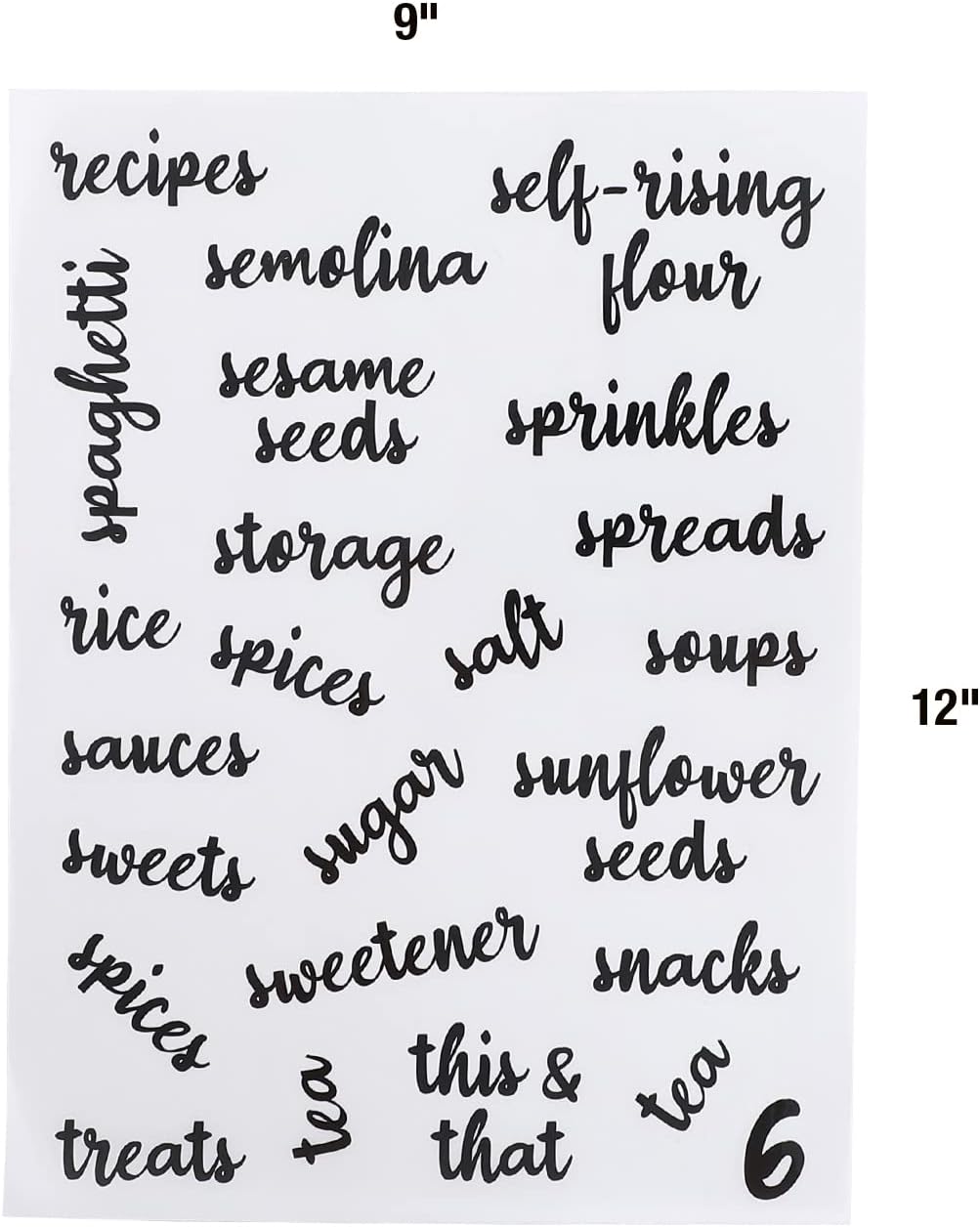 Kitchen Pantry Labels for Food Storage Containers, Set of 270 Clear Stickers for Common Goods