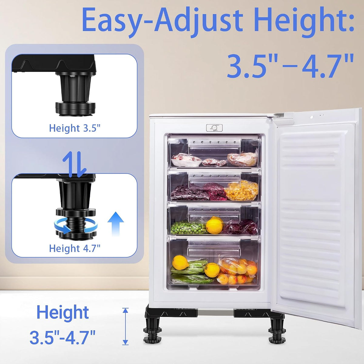 Mini Fridge Stand Riser, Adjustable Base for Small Refrigerator