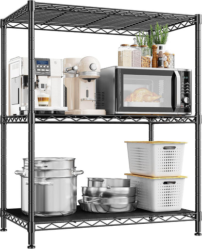 3-Tier 450LBS Adjustable Wire Shelving Unit for Kitchen, Black
