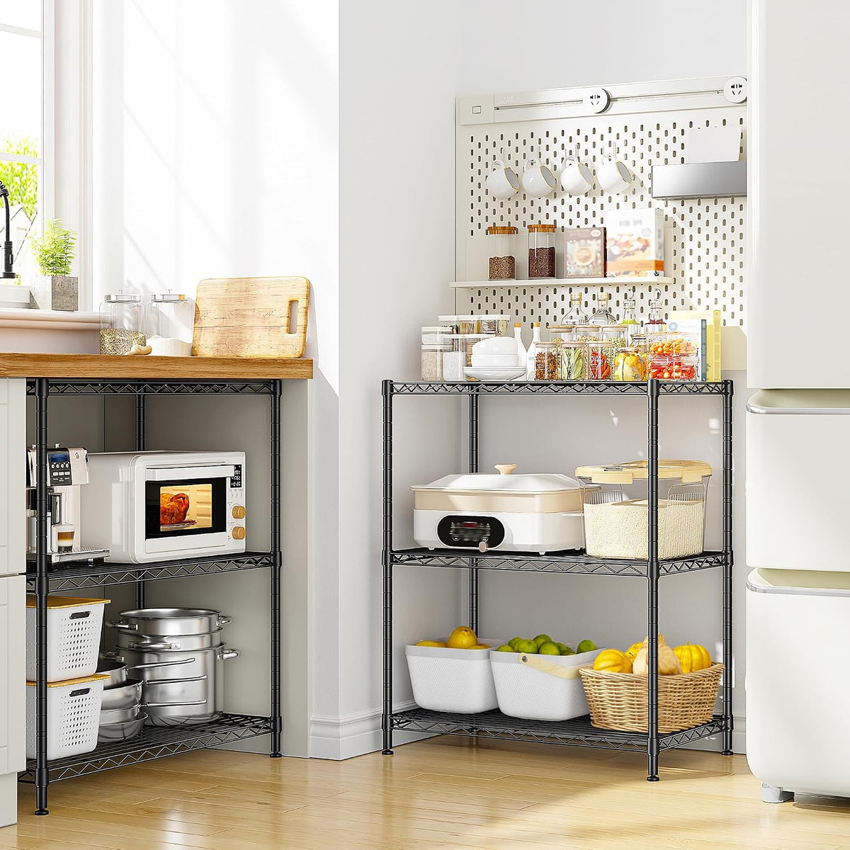 3-Tier 450LBS Adjustable Wire Shelving Unit for Kitchen, Black